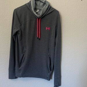 Under Armour Men's Dark Gray Hoodie with Pink Accents